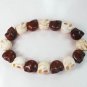 New Twin Color Turquoise Brown White Skull Bead Beads Stretch Bracelet for Men Women ZZ2271