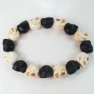New Twin Color Turquoise Black White Skull Bead Beads Stretch Bracelet for Men Women ZZ2272