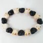 New Twin Color Turquoise Black White Skull Bead Beads Stretch Bracelet for Men Women ZZ2272