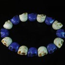 New Twin Color Turquoise Purple White Skull Bead Beads Stretch Bracelet for Men Women ZZ2273