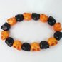 New Twin Color Turquoise Orange Black Skull Bead Beads Stretch Bracelet for Men Women ZZ2274