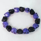 New Twin Color Turquoise Purple Black Skull Bead Beads Stretch Bracelet for Men Women ZZ2275