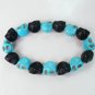 New Twin Color Turquoise Baby Blue Black Skull Bead Beads Stretch Bracelet for Men Women ZZ2276