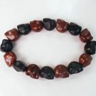 New Twin Color Turquoise Brown Black Skull Bead Beads Stretch Bracelet for Men Women ZZ2277