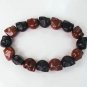 New Twin Color Turquoise Brown Black Skull Bead Beads Stretch Bracelet for Men Women ZZ2277