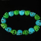 New Twin Color Turquoise Green Baby Blue Skull Bead Beads Stretch Bracelet for Men Women ZZ2281