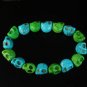 New Twin Color Turquoise Green Baby Blue Skull Bead Beads Stretch Bracelet for Men Women ZZ2281