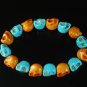 New Twin Color Turquoise Orange Baby Blue Skull Bead Beads Stretch Bracelet for Men Women ZZ2283