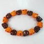 New Twin Color Turquoise Orange Brown Skull Bead Beads Stretch Bracelet for Men Women ZZ2284