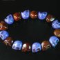New Twin Color Turquoise Brown Purple Skull Bead Beads Stretch Bracelet for Men Women ZZ2286