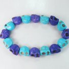 New Twin Color Turquoise Baby Blue Purple Skull Bead Beads Stretch Bracelet for Men Women ZZ2287