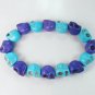New Twin Color Turquoise Baby Blue Purple Skull Bead Beads Stretch Bracelet for Men Women ZZ2287