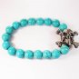 Silvery Plated Resin Bead Turquoise White Bead Stretch Bracelet for Men Women ZZ2121
