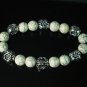Silvery Plated Resin Bead Turquoise White Bead Stretch Bracelet for Men Women ZZ2125