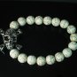Silvery Plated Resin Bead Turquoise White Bead Stretch Bracelet for Men Women ZZ2127