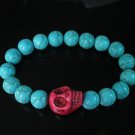 Turquoise Hot Pink Skull Bead Baby Blue Veins Ball Beads Stretch Bracelet for Men Women ZZ227