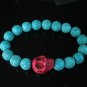 Turquoise Hot Pink Skull Bead Baby Blue Veins Ball Beads Stretch Bracelet for Men Women ZZ227