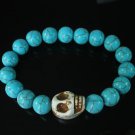 Beautiful Turquoise White Skull Bead Baby Blue Veins Ball Beads Stretch Bracelet for Men Women ZZ230