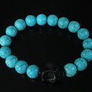 Beautiful Turquoise Black Skull Bead Baby Blue Veins Ball Beads Stretch Bracelet for Men Women ZZ231
