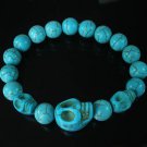 Turquoise Baby Blue Skull Bead Baby Blue Veins Ball Beads Stretch Bracelet for Men Women ZZ234