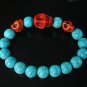 Turquoise Red Skull Bead Baby Blue Veins Ball Beads Stretch Bracelet for Men Women ZZ235