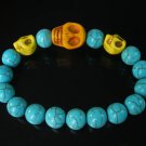 Turquoise Orange Yellow Skull Bead Baby Blue Veins Ball Beads Stretch Bracelet for Men Women ZZ236