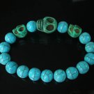Turquoise Green Skull Bead Baby Blue Veins Ball Beads Stretch Bracelet for Men Women ZZ239
