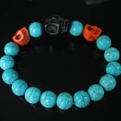 Turquoise Red Black Skull Bead Baby Blue Veins Ball Beads Stretch Bracelet for Men Women ZZ240