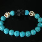 Turquoise Black White Skull Bead Baby Blue Veins Ball Beads Stretch Bracelet for Men Women ZZ242