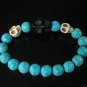 Turquoise Black White Skull Bead Baby Blue Veins Ball Beads Stretch Bracelet for Men Women ZZ242