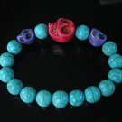 Turquoise Hot Pink Purple Skull Bead Baby Blue Veins Ball Beads Stretch Bracelet for Men Women ZZ243