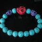 Turquoise Hot Pink Purple Skull Bead Baby Blue Veins Ball Beads Stretch Bracelet for Men Women ZZ243