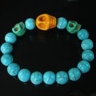 Turquoise Orange Green Skull Bead Baby Blue Veins Ball Beads Stretch Bracelet for Men Women ZZ244