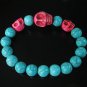 Turquoise Hot Pink Skull Bead Baby Blue Veins Ball Beads Stretch Bracelet for Men Women ZZ245