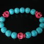 Turquoise Hot Pink Skull Bead Baby Blue Veins Ball Beads Stretch Bracelet for Men Women ZZ247