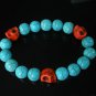 Turquoise Red Skull Bead Baby Blue Veins Ball Beads Stretch Bracelet for Men Women ZZ248
