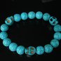 Turquoise Baby Blue Skull Bead Baby Blue Veins Ball Beads Stretch Bracelet for Men Women ZZ249