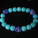 Turquoise Purple Skull Bead Baby Blue Veins Ball Beads Stretch Bracelet for Men Women ZZ251