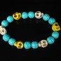 Turquoise White Yellow Skull Beads Baby Blue Veins Ball Beads Stretch Bracelet for Men Women ZZ255
