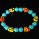 Turquoise Orange Yellow Skull Beads Baby Blue Veins Ball Beads Stretch Bracelet for Men Women ZZ254
