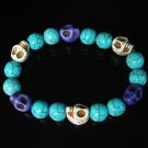 Turquoise White Purple Skull Beads Baby Blue Veins Ball Beads Stretch Bracelet for Men Women ZZ256