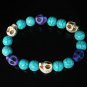 Turquoise White Purple Skull Beads Baby Blue Veins Ball Beads Stretch Bracelet for Men Women ZZ256