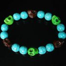 Turquoise Green Brown Skull Beads Baby Blue Veins Ball Beads Stretch Bracelet for Men Women ZZ258