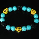 Turquoise Black Yellow Skull Beads Baby Blue Veins Ball Beads Stretch Bracelet for Men Women ZZ259