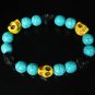 Turquoise Black Yellow Skull Beads Baby Blue Veins Ball Beads Stretch Bracelet for Men Women ZZ259