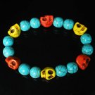Turquoise Red Yellow Skull Beads Baby Blue Veins Ball Beads Stretch Bracelet for Men Women ZZ260