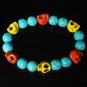 Turquoise Red Yellow Skull Beads Baby Blue Veins Ball Beads Stretch Bracelet for Men Women ZZ260