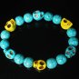 Turquoise Baby Blue Yellow Skull Beads Baby Blue Veins Ball Beads Stretch Bracelet ZZ261