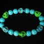Turquoise Baby Blue Green Skull Beads Baby Blue Veins Ball Beads Stretch Bracelet ZZ262