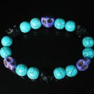 Turquoise Black Purple Skull Beads Baby Blue Veins Ball Beads Stretch Bracelet for Men Women ZZ263